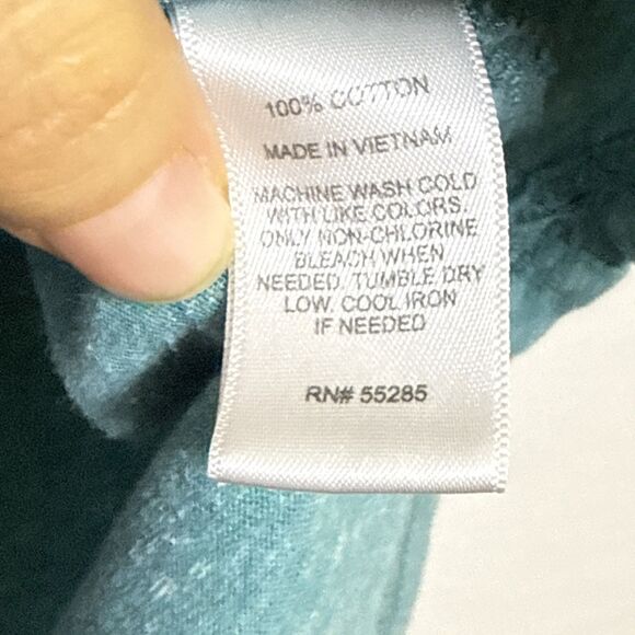 Express Men’s 3/4 Sleeve Tee Shirt Size XS Green & Blue Soft Baseball Style - Picture 4 of 6